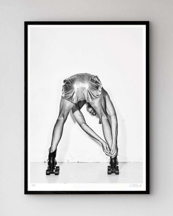 The artwork Butty mounted in our high-quality wooden frame in black.