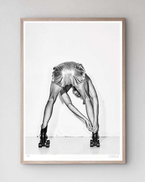 The artwork Butty mounted in our high-quality wooden frame in oak.