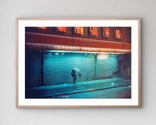 The artwork chinatown no1 mounted in our high-quality wooden frame in oak.