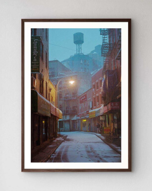 The artwork chinatown no7 mounted in our high-quality wooden frame in wenge.