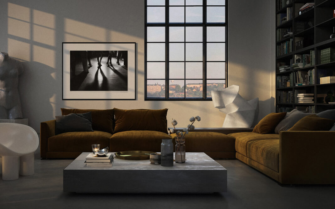 Scandinavian interior design inspiration, living room and fine art by fredrik etoall.