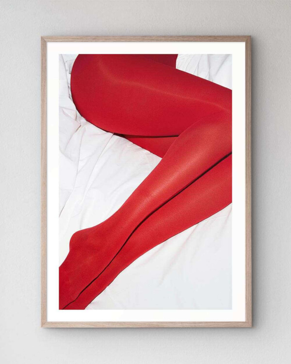 The artwork legs & ruby ii mounted in our high-quality wooden frame in oak.