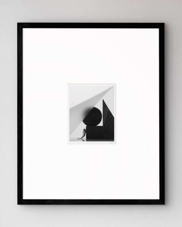 The artwork Petal mounted in our high-quality wooden frame in black.